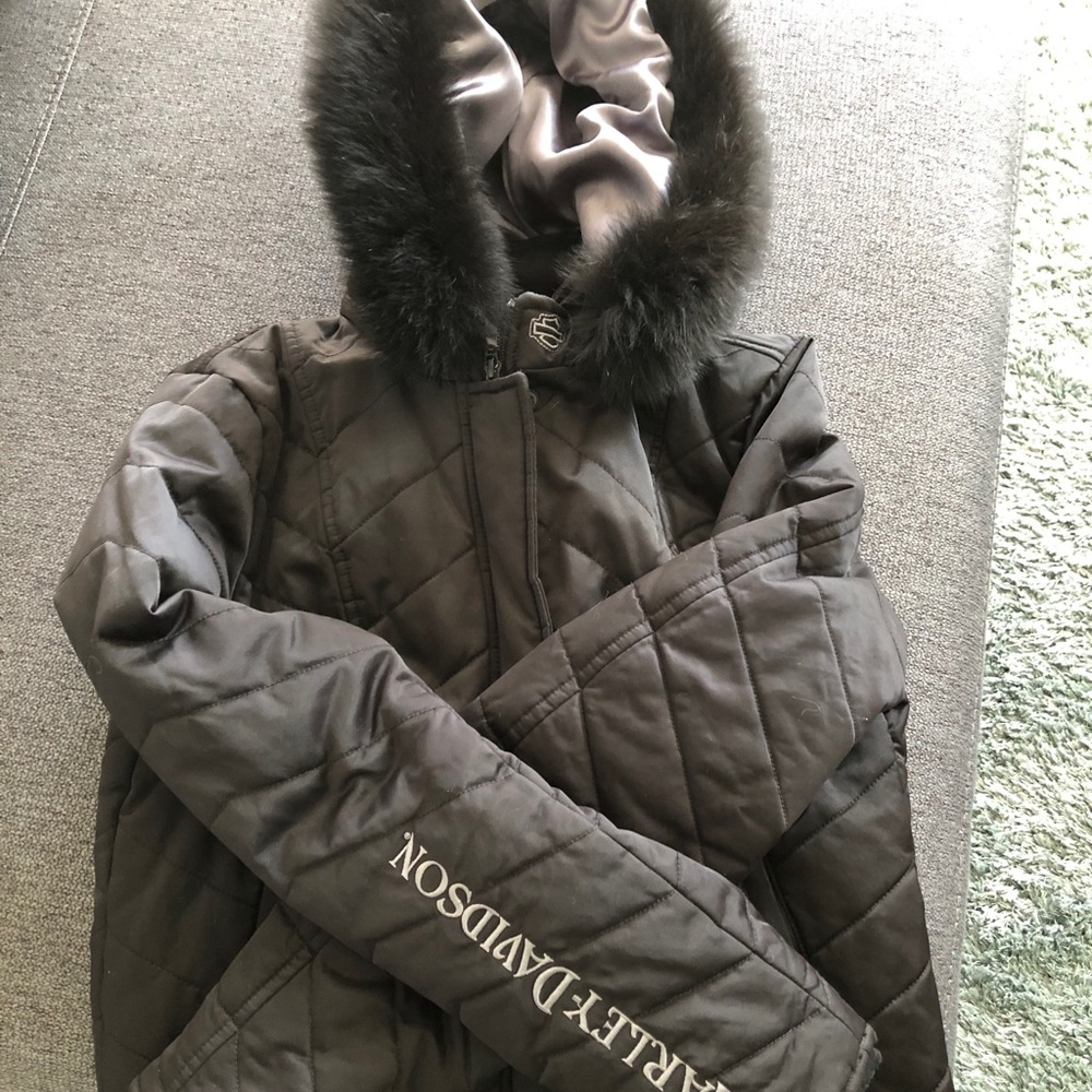 Harley davidson jacket with rear ribbon tie. Sz m